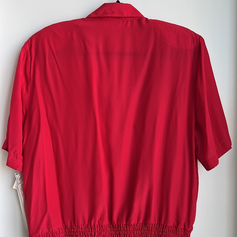 Vintage Laura & Jayne Collection Red Button up Smocked Hem blouse - Picture 11 of 11